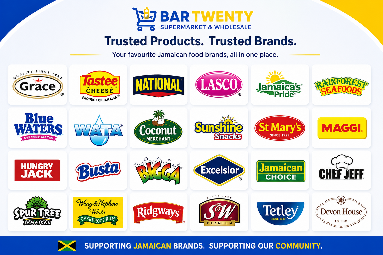 Popular brands at Bar Twenty Supermarket